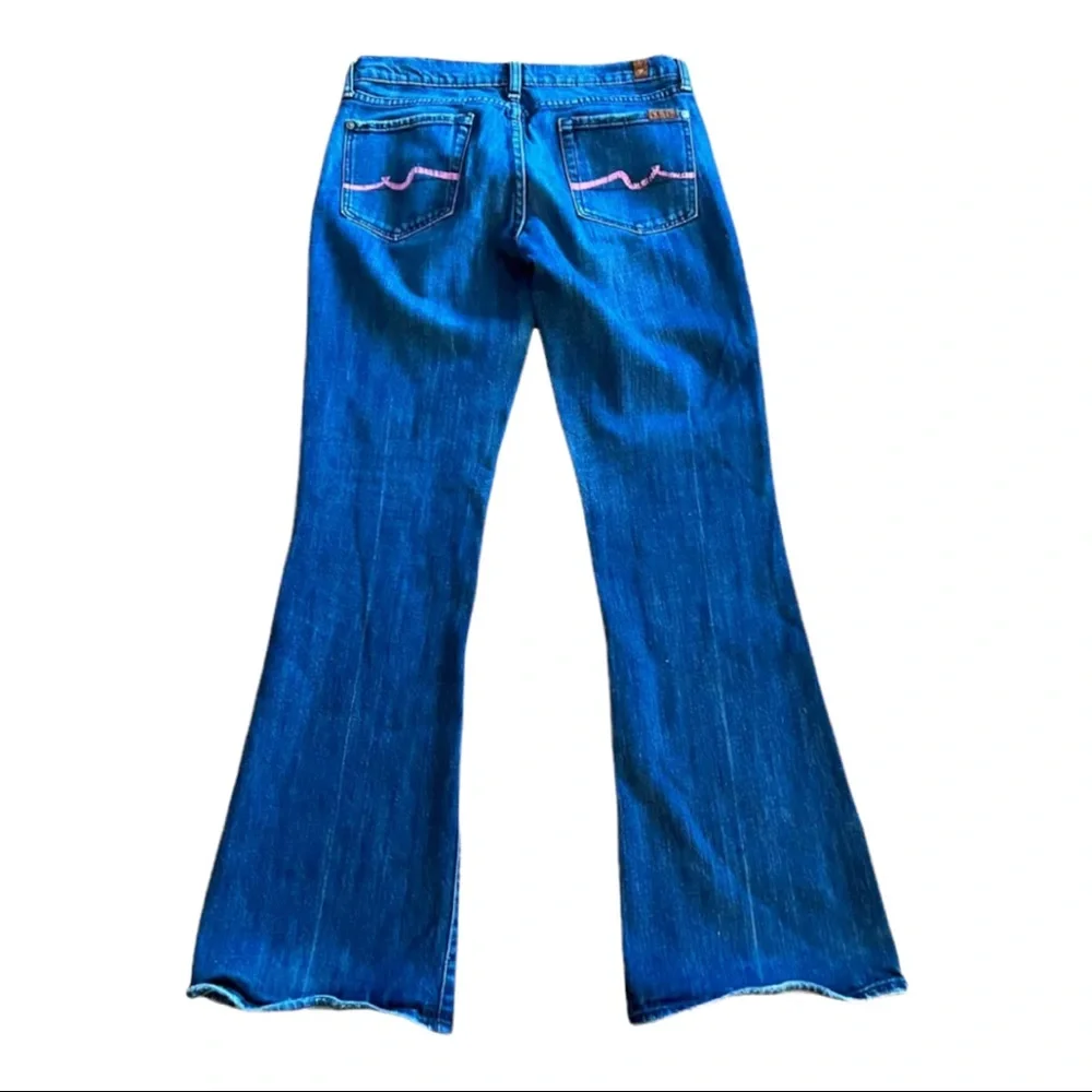 7 for All Mankind Women Jeans Low Rise Medium Wash Pockets Flare Blue 29 - Picture 1 of 9
